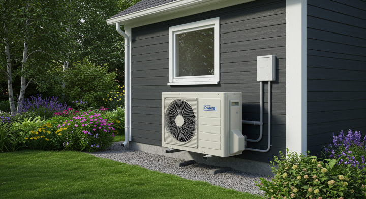 A photo showing a heat pump