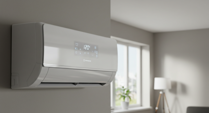 A photo showing a reversible air conditioner